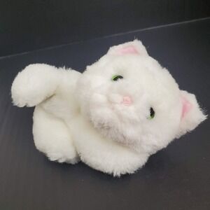 Vintage Applause Lost & Found Kitty 6" White Mini Cat Plush Green Eyes Pink Ears